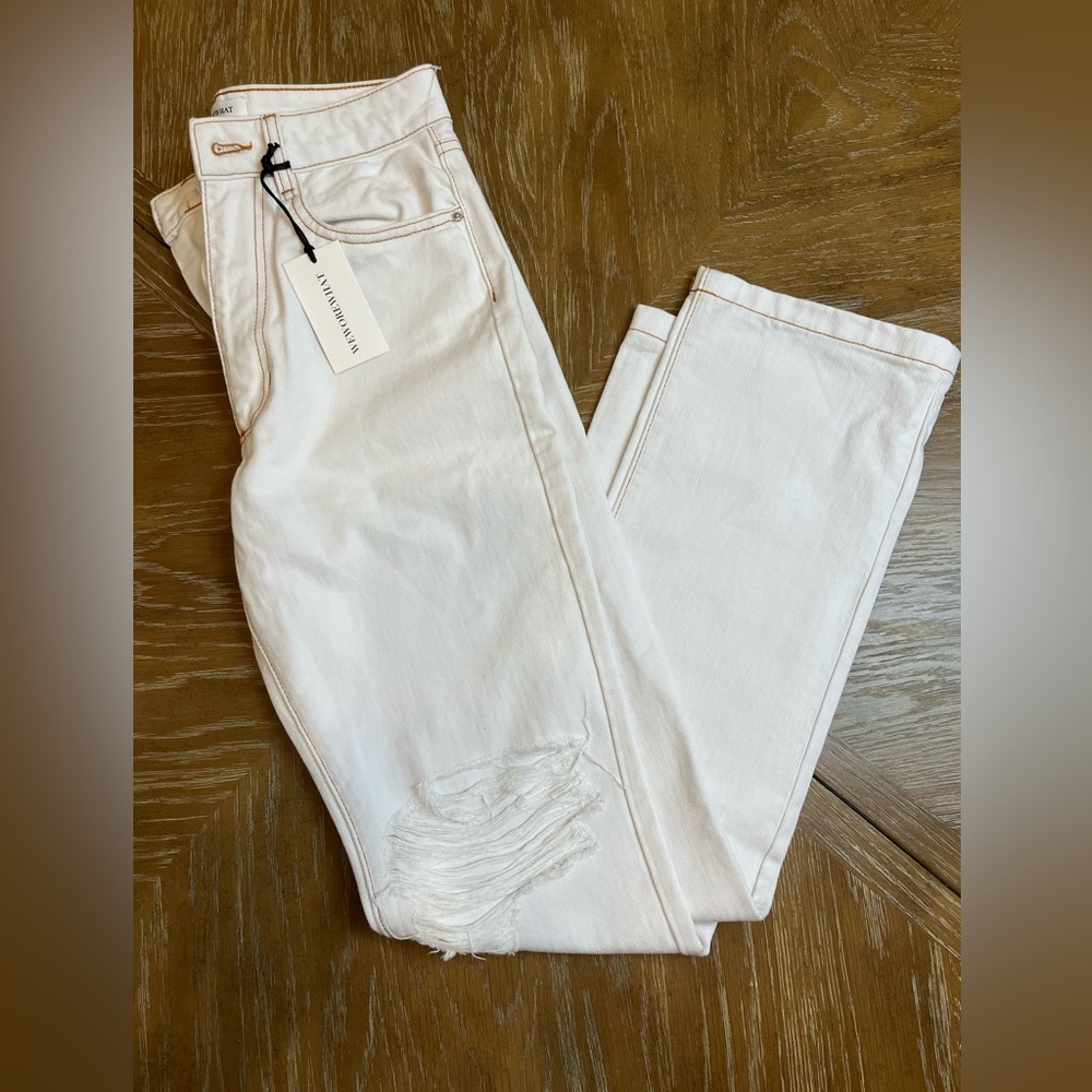 WeWoreWhat distressed white jeans